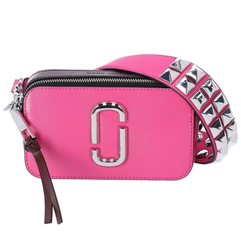 Marc Jacobs Special Edition Hot Pink/Chrome Studded Snapshot Bag